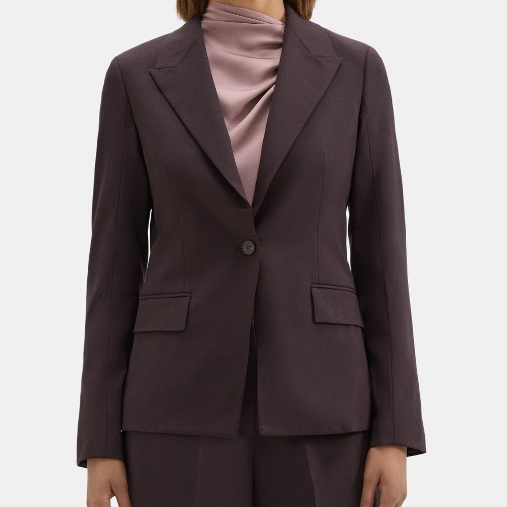 Theory Angled Blazer in Sevona Stretch Wool Redwood 00